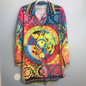 The Way Art To Wear Colorful Tunic Blouse Shirt Mini Dress SZ L QQ